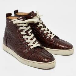 Christian Louboutin Brown Python Louis High Top Sneakers Size 43.5