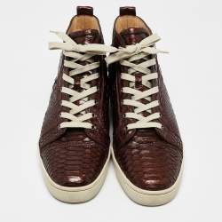 Christian Louboutin Brown Python Louis High Top Sneakers Size 43.5