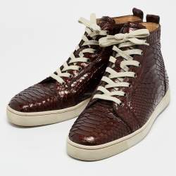 Christian Louboutin Brown Python Louis High Top Sneakers Size 43.5