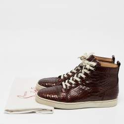 Christian Louboutin Brown Python Louis High Top Sneakers Size 43.5
