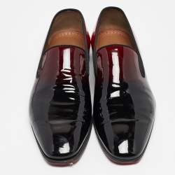 Christian Louboutin Ombre Red Patent Leather Dandy Me Smoking Slippers Size 43