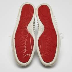 Christian Louboutin White Leather Louis Spikes High Top Sneakers Size 44.5