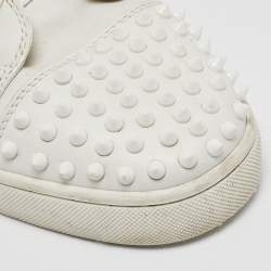 Christian Louboutin White Leather Louis Spikes High Top Sneakers Size 44.5