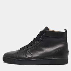Christian Louboutin Black Leather Louis High Top Sneakers Size 43.5