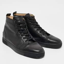 Christian Louboutin Black Leather Louis High Top Sneakers Size 43.5