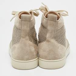 Christian Louboutin Grey Suede and Knit Fabric Rantus High Top Sneakers Size 44