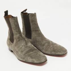 Christian Louboutin Grey Suede Samson Chelsea Boots Size 43