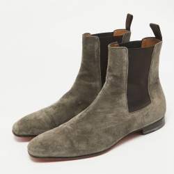 Christian Louboutin Grey Suede Samson Chelsea Boots Size 43