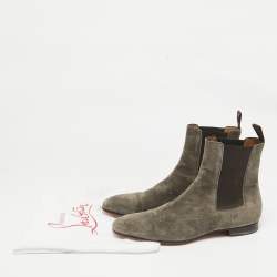Christian Louboutin Grey Suede Samson Chelsea Boots Size 43