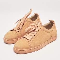 Christian Louboutin Orange Suede Louis Junior Low Top Sneakers Size 40
