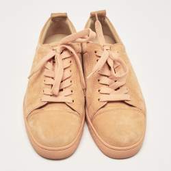 Christian Louboutin Orange Suede Louis Junior Low Top Sneakers Size 40