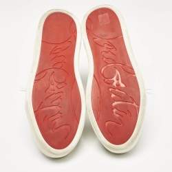 Christian Louboutin White/Black Graffiti Leather Aurelien High Top Sneakers Size 43.5