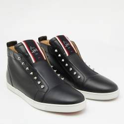 Pre Owned Christian Louboutin Black Leather F.A.V Fique A Vontade Sneakers Size 44