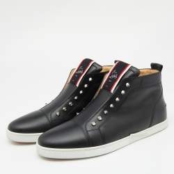Pre Owned Christian Louboutin Black Leather F.A.V Fique A Vontade Sneakers Size 44