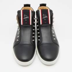 Pre Owned Christian Louboutin Black Leather F.A.V Fique A Vontade Sneakers Size 44