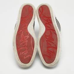 Christian Louboutin Black/White Canvas, Patent and Leather Lou Spikes Orlato Sneakers Size 45