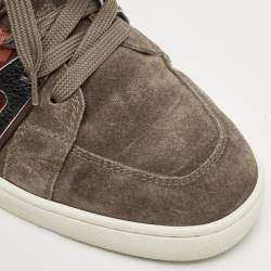 Christian Louboutin Black/Grey Suede and Leather Vida Viva Low Top Sneakers Size 39