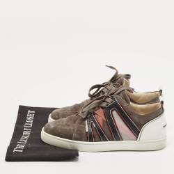 Christian Louboutin Black/Grey Suede and Leather Vida Viva Low Top Sneakers Size 39
