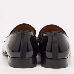 Christian Louboutin Black Patent Leather Dandelion Smoking Slippers Size 39