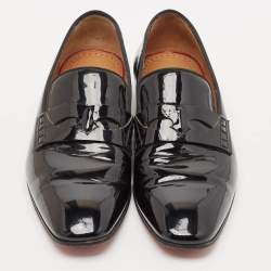 Christian Louboutin Black Patent Leather Dandelion Smoking Slippers Size 39