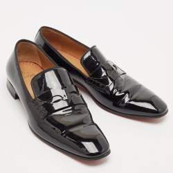 Christian Louboutin Black Patent Leather Dandelion Smoking Slippers Size 39