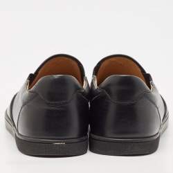 Christian Louboutin Black Leather Boat Spike Slip On Sneakers Size 41