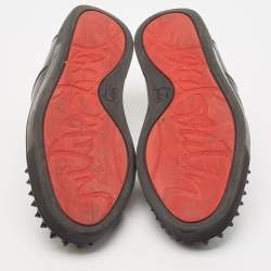 Christian Louboutin Black Leather Boat Spike Slip On Sneakers Size 41