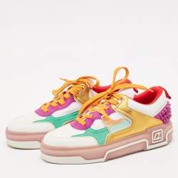 Christian Louboutin Multicolor Leather and Suede Astroloubi Low Top Sneakers Size 40