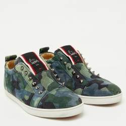 Christian Louboutin Multicolor Camouflage Suede F.A.V Fique A Vontade Sneakers Size 41