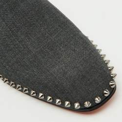 Christian Louboutin Dark Grey Fabric Spikes Smoking Slippers Size 42