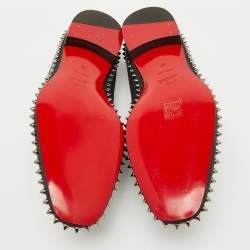 Christian Louboutin Dark Grey Fabric Spikes Smoking Slippers Size 42