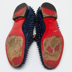 Christian Louboutin Navy Blue Suede Dandelion Spikes Smoking Slippers Size 41