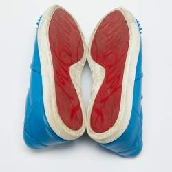 Christian Louboutin Blue Leather Boat Candy Skate Slip On Sneakers Size 40.5