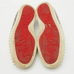 Christian Louboutin Blue Check Canvas Dandelion Spike Slip On Sneakers Size 41