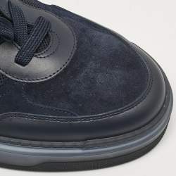 Christian Louboutin Navy Blue Leather and Suede Astroloubi Sneakers Size 46