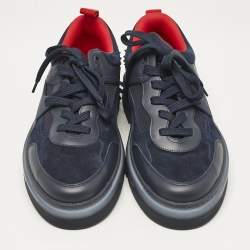 Christian Louboutin Navy Blue Leather and Suede Astroloubi Sneakers Size 46