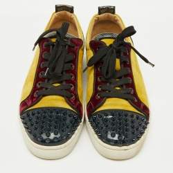 Christian Louboutin Multicolor Suede and Patent Leather Spikes Low Top Sneakers Size 40
