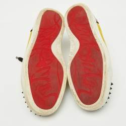 Christian Louboutin Multicolor Suede and Patent Leather Spikes Low Top Sneakers Size 40