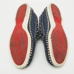 Christian Louboutin Blue Denim Studded Spikes Yacht Loafers Size 41.5