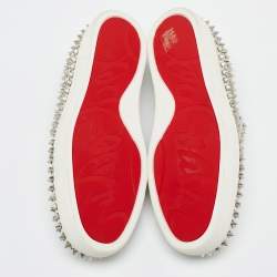 Christian Louboutin Metallic Silver Leather Roller Boat Slip On Sneakers Size 40