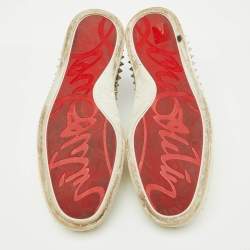Christian Louboutin White/Grey Snakeskin Print Patent Leather Pik Boat Sneakers Size 40.5