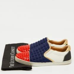 Christian Louboutin Multicolor Fabric and Leather Roller Boat Slip On Sneakers Size 40
