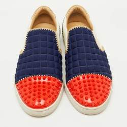 Christian Louboutin Multicolor Fabric and Leather Roller Boat Slip On Sneakers Size 40
