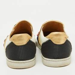 Christian Louboutin Multicolor Fabric and Leather Roller Boat Slip On Sneakers Size 40