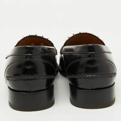 Christian Louboutin Black Leather Montezu Spikes Loafers Size 41
