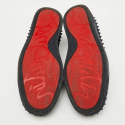 Christian Louboutin Blue Studded Suede Pik Boat Slip-On Sneakers Size 41
