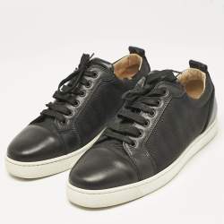 Christian Louboutin Black Canvas and Leather Rantulow Low Top Sneakers Size 42
