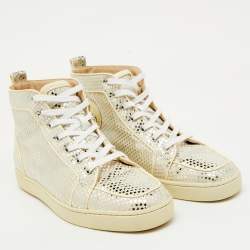 Christian Louboutin Off White Suede Star Rantus Orlato High Top Sneakers Size 43