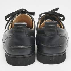 Christian Louboutin Black Leather Louis Junior Spikes Low Top Sneakers Size 39