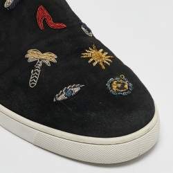 Pre Owned Christian Louboutin Black Suede Pik N Luck Slip On Sneakers Size 40.5